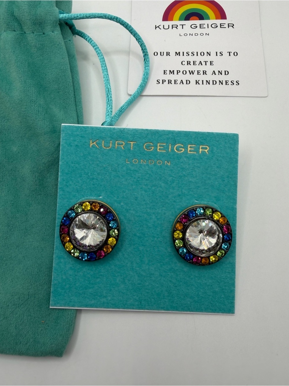 Kurt Geiger Multicolor Crystal Circle Stud Earrings